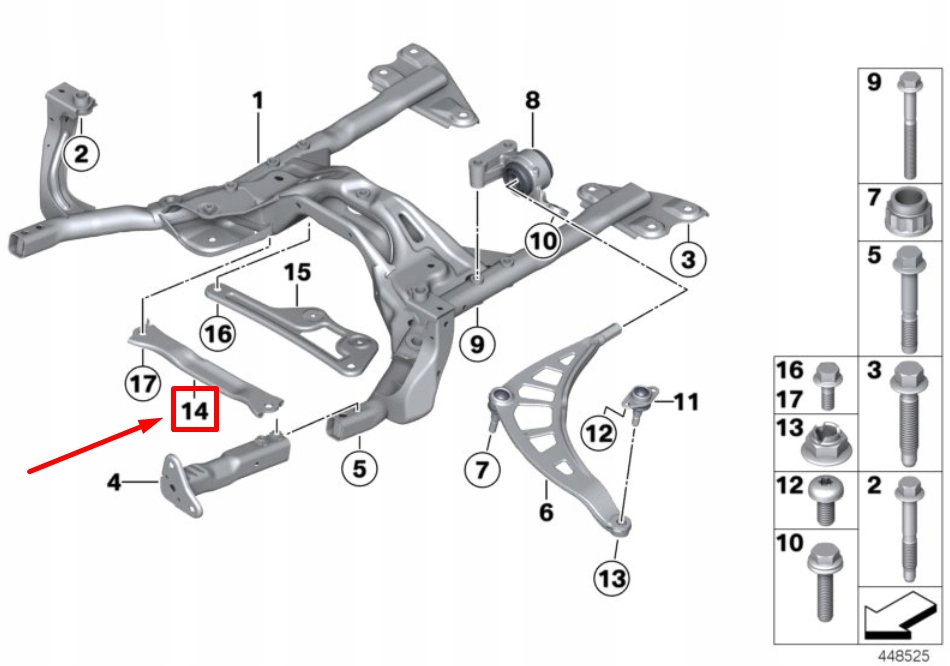 фото №1, Mini countryman r60 передня частина subframe розпірка 9807165 31109807165