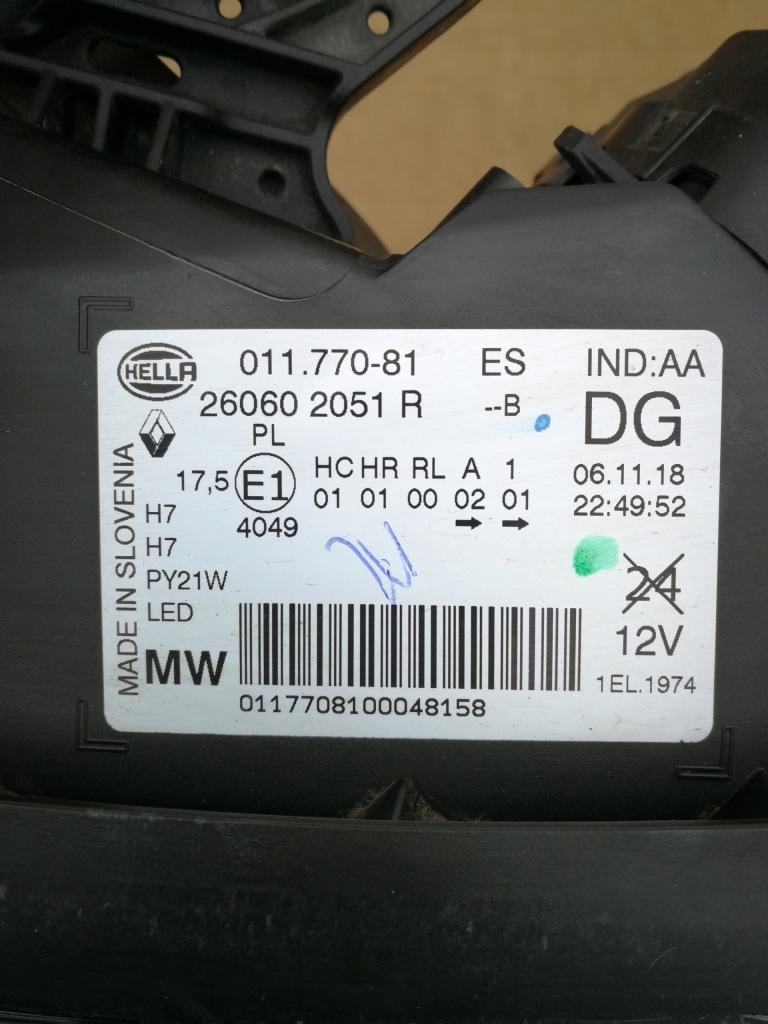 фото №10, Renault kadjar lift 18- лампа левая перед линза h7 + led 260602051r