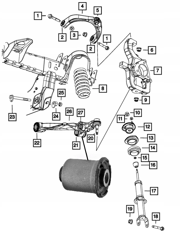 фото №1, Втулка рычага передний задняя dodge ram 1500 06-19