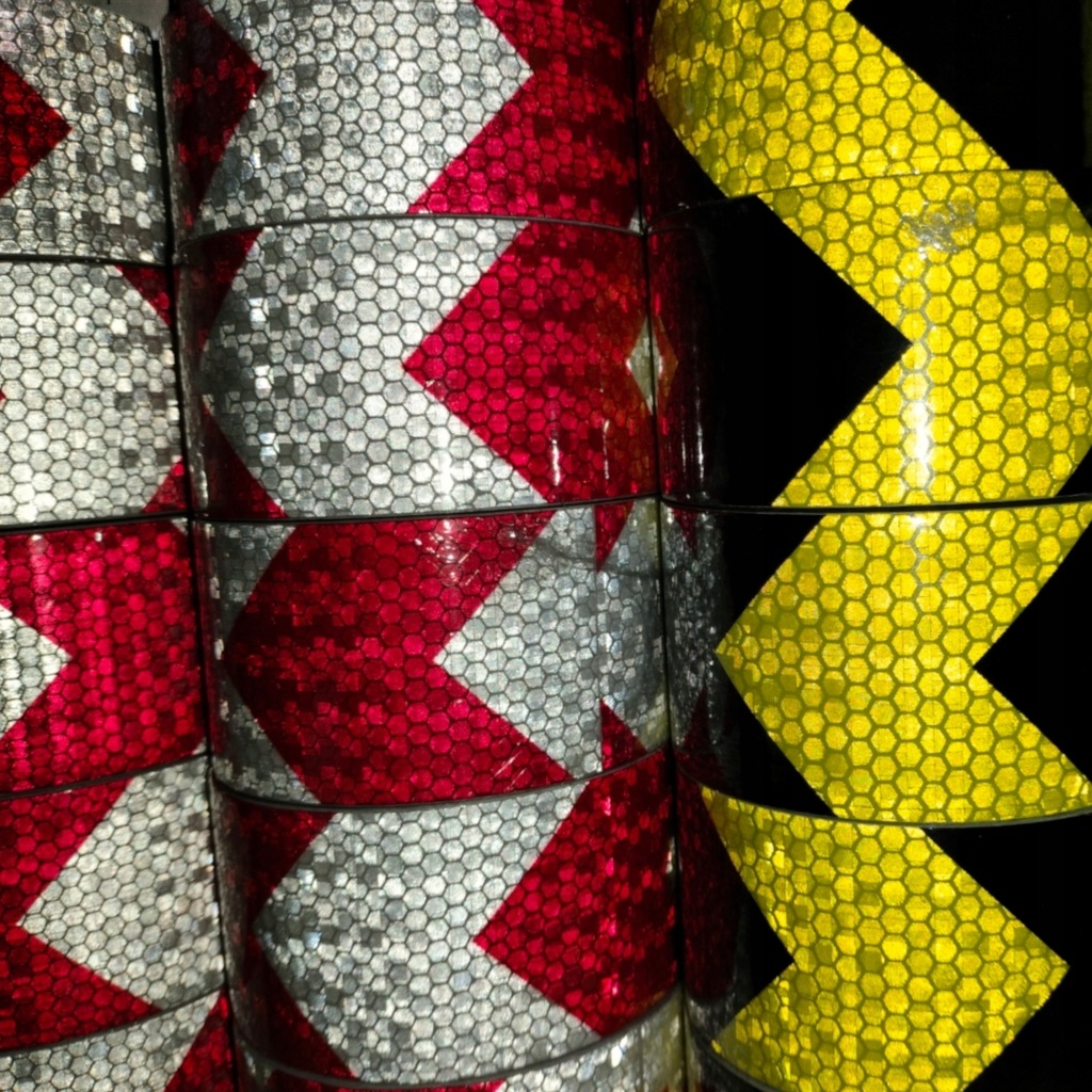 фото №13, Стрічка відбиваюча strzałka żółto попереджувальна відбивач чорний жовтий 5m контур