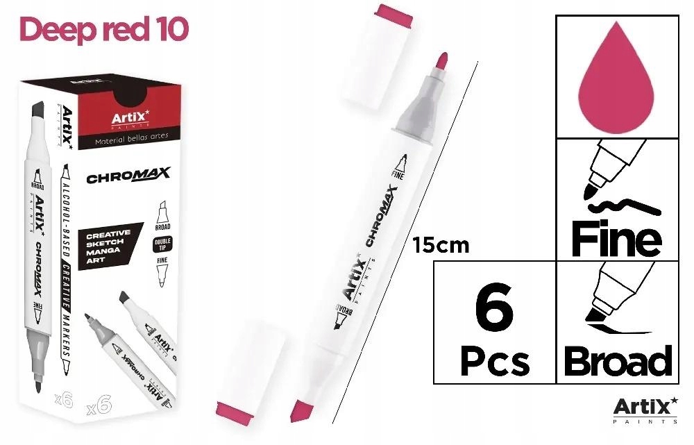 Купити Маркер chromax з 2 насадка. deep red 10 6szt