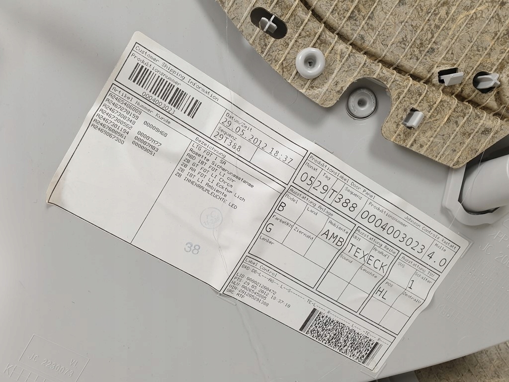 фото №5, Обшивка обивка дверь левый задняя mercedes w246