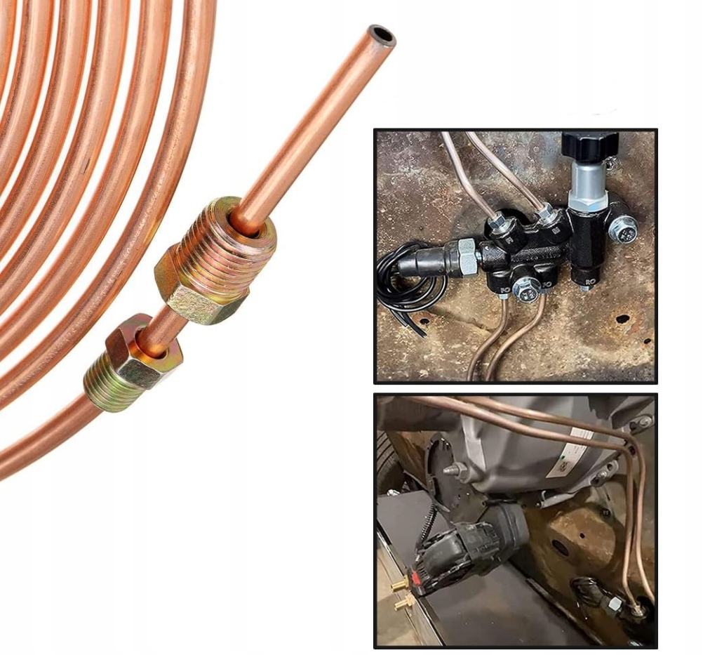 фото №11, Трубка медная na провода тормозные krążek 5m + 10szt наконечников m10x1