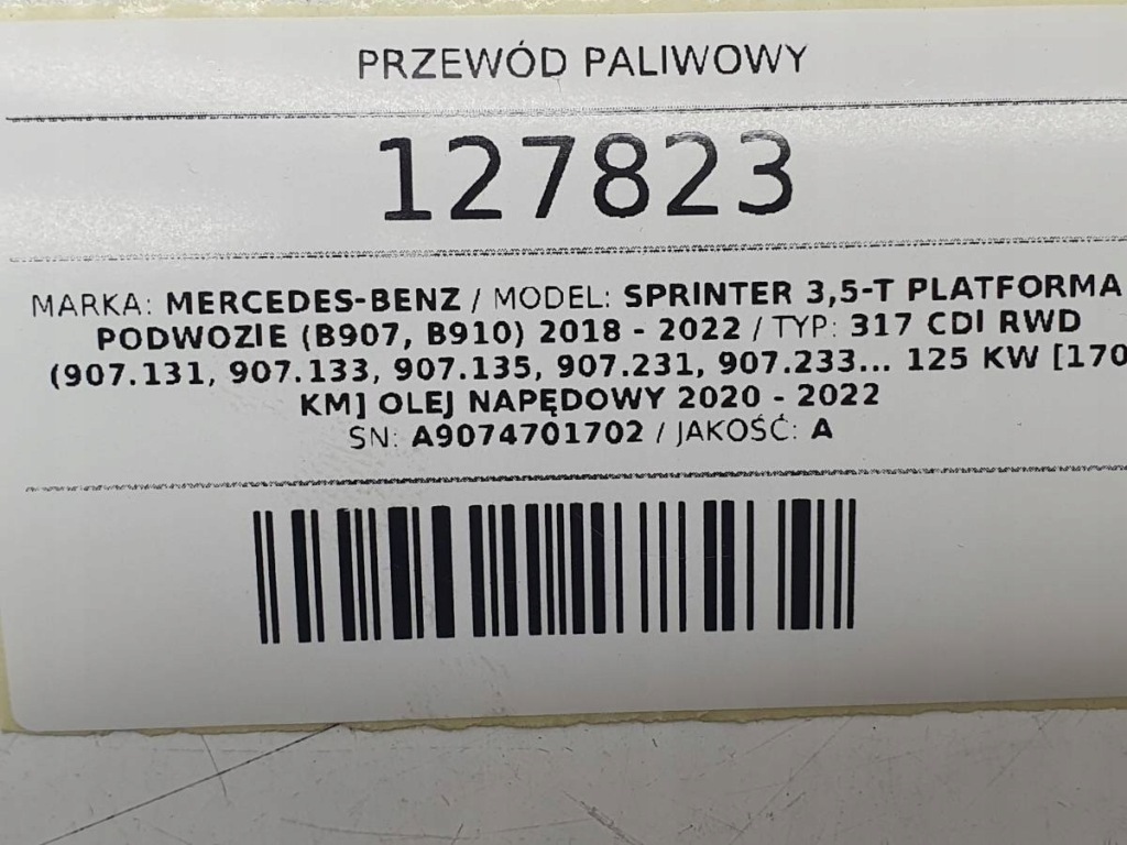 Шланг паливний патрубок трубка a9074701702 оригінал Недорого