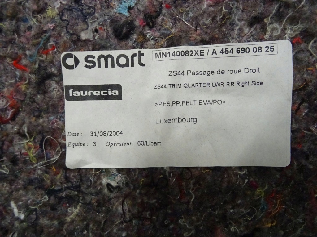 Купити Обшивка обшивки підлога багажника smart forfour 1 nr304