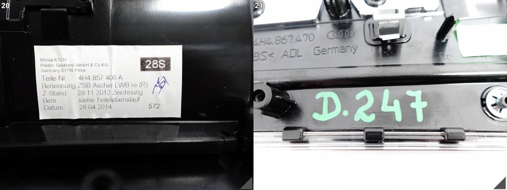 фото №12, Audi a8 s8 4h0 4h4 d4 13-17 lift молдинг dekor дверь правых задняя ручка gn6