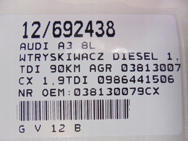 фото №8, Audi a3 8l форсунка дизель 1,9tdi 90km agr 038130079cx 0986441506 bosch