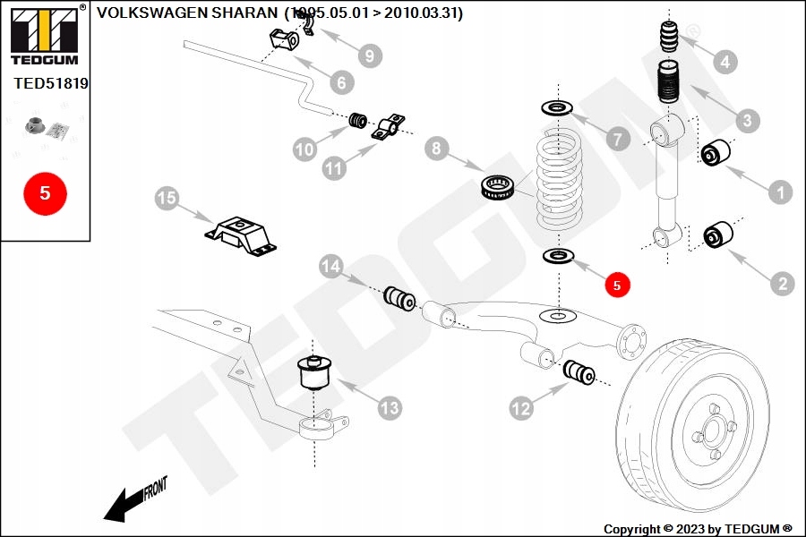 фото №9, Ted-gum підкладка пружини seat t. alhambra/ vw sharan 96-10