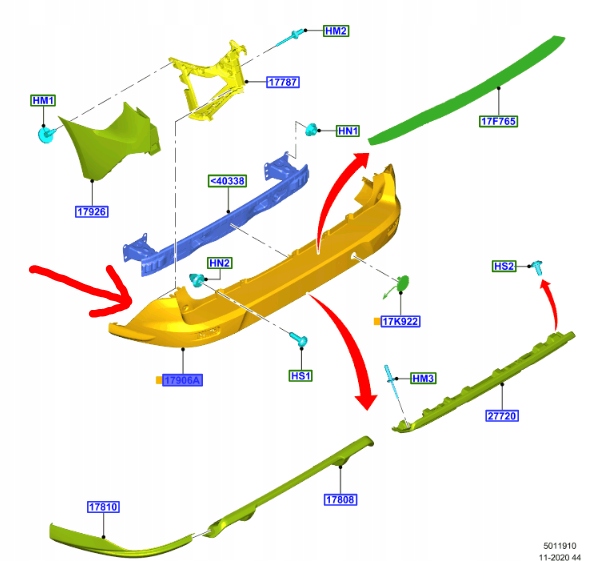 фото №1, Бампер задній ford transit connect mk2 2013-18 оригінальний номер
