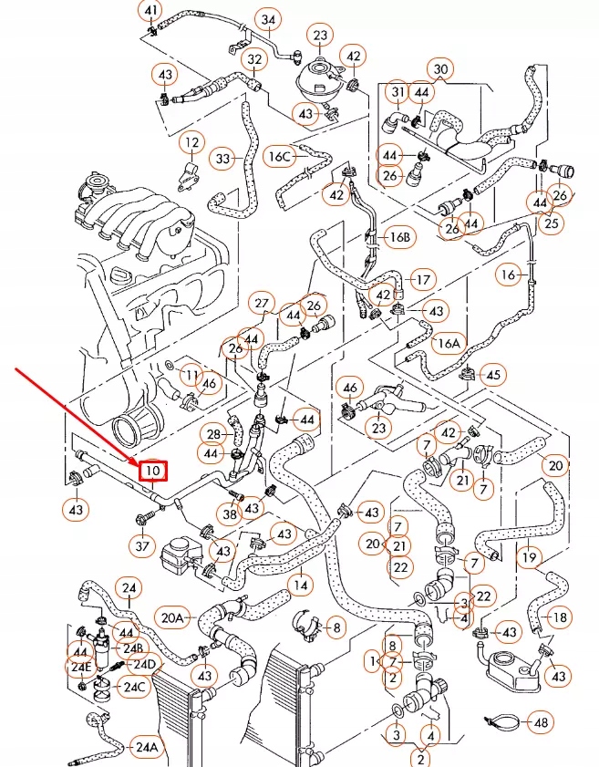 фото №8, Audi a3 8l двигун охолоджуюча рідина труба 06a121065ak oem