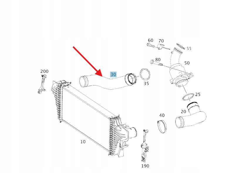 фото №1, Права труба wąż інтеркулер mercedes r w251 оригінальний номер a2515280382