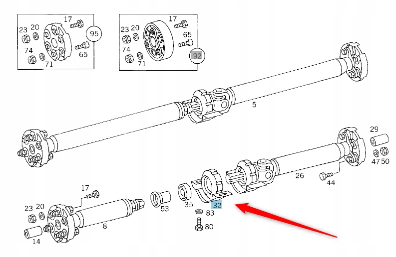 фото №1, Опора вала mercedes w210 r170 c208 a2024100481