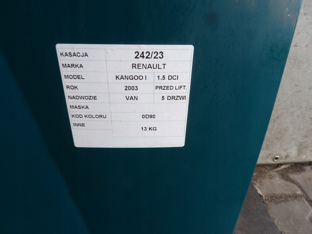 фото №9, Renault kangoo i капот lak. od90