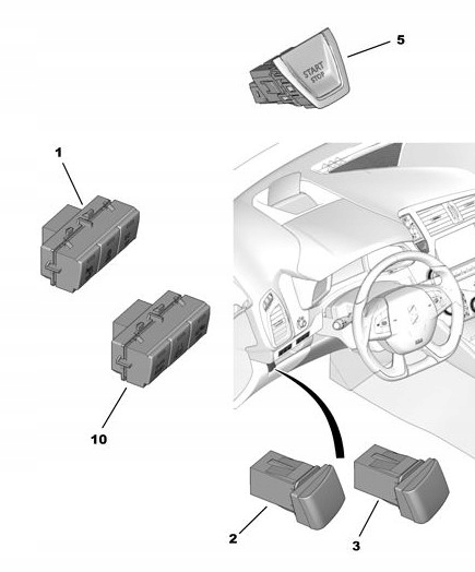 фото №12, Кнопка włączn. запуск стоп citroen ds5 98008409zd