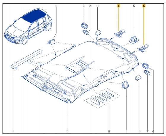фото №5, Клипса, крючок потолочный megane ii, scenic ii renault оригинальный номер 8200079296