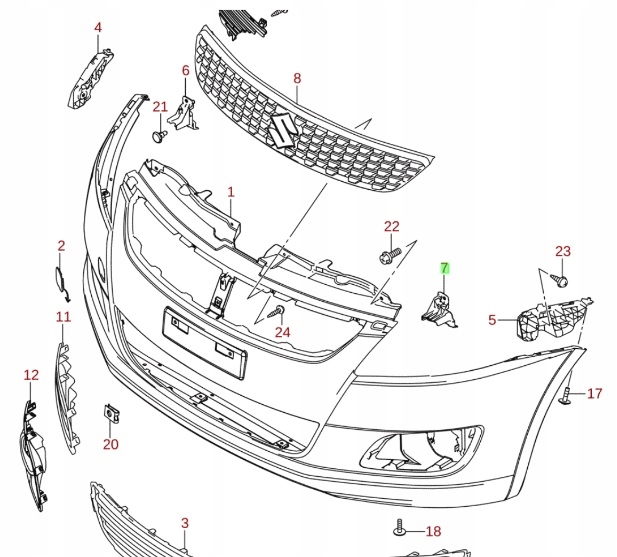 фото №4, Suzuki swift mk7 10- напрямна бампера перед лівий