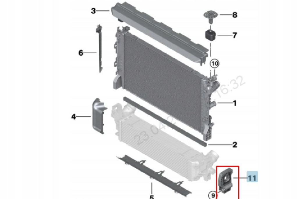 фото №10, Bmw 7 g11 левый кронштейн радиатора 17118632139 8632139 2016 новый оригинальный