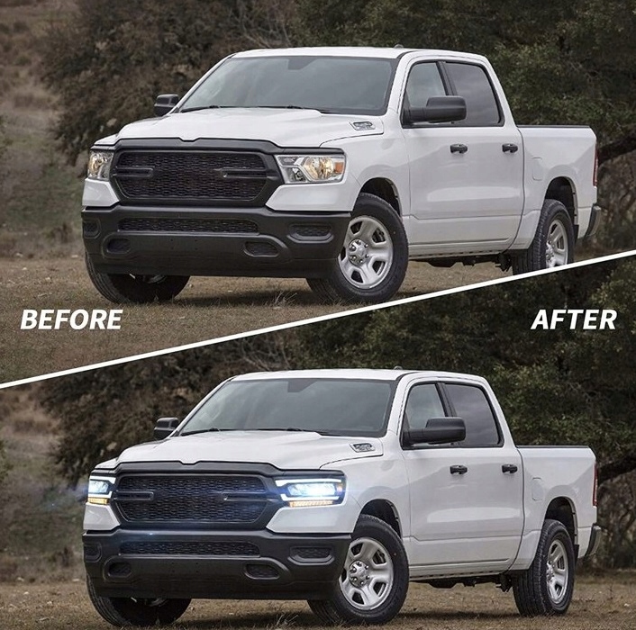 фото №11, Фары лампы kpl full led диоды black europa dodge ram v 5 1500 2019-24