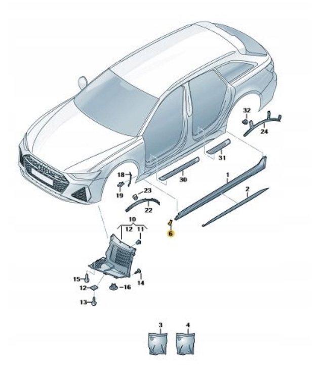 фото №7, Audi rs6 rs7 c8 2018- заглушка накладка захисна поріг правий перед 4k8 оригінальний номер