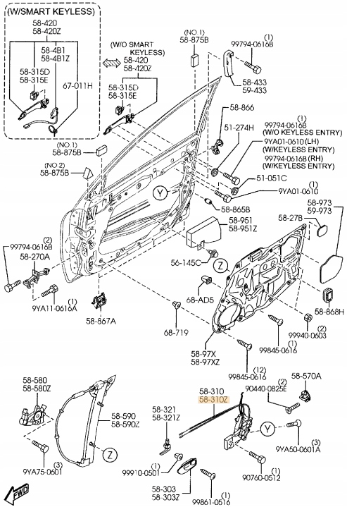 фото №2, Замок дверь перед левый mazda 6 gg gy оригинал