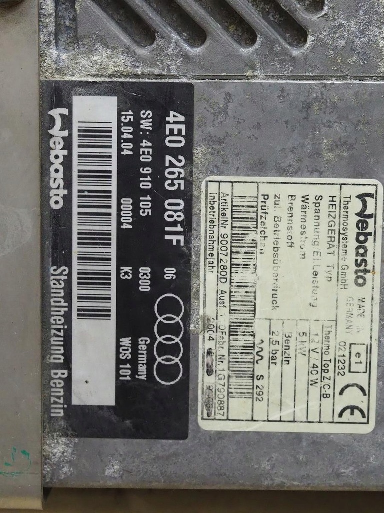 фото №5, Обігрівач стояночний webasto 4e0265081f audi a8 4e