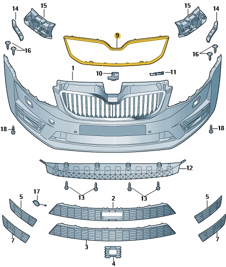 Рамка решётка решётка czarna skoda octavia iii 13-17 Доставка
