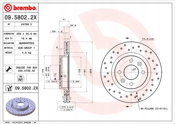 фото №3, Гальмівні диски гальмівні колодки перед brembo dacia sandero ii