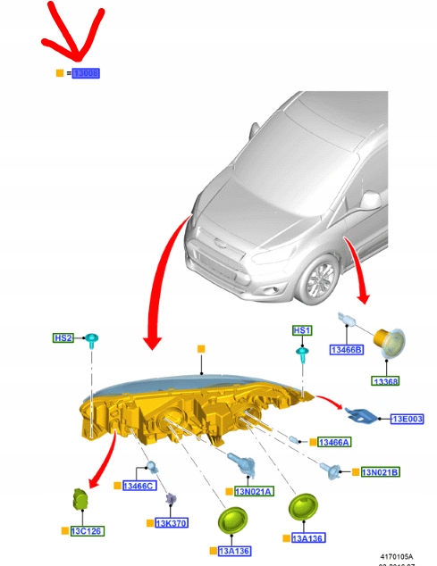 фото №4, Фара передний левый ford tourneo connect 2013-