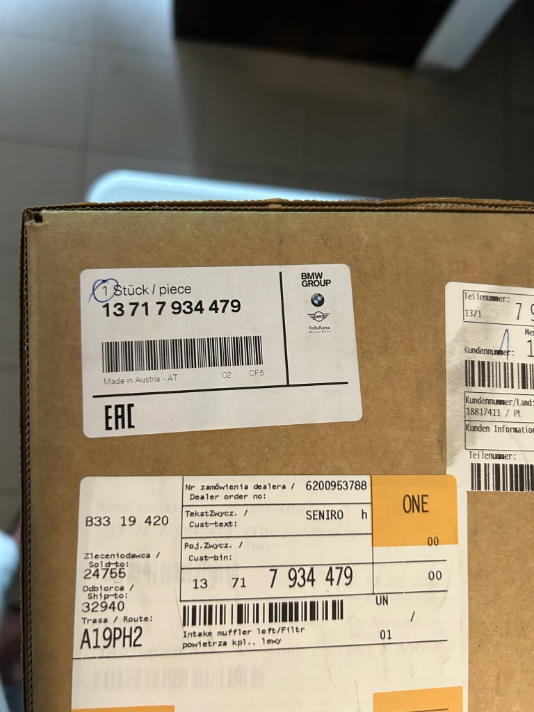 Левый комплект . фильтр воздуха bmw 7934479 Недорого