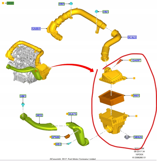 фото №1, Фильтр воздуха kompletny ford ecosport mk2 1.0 eb