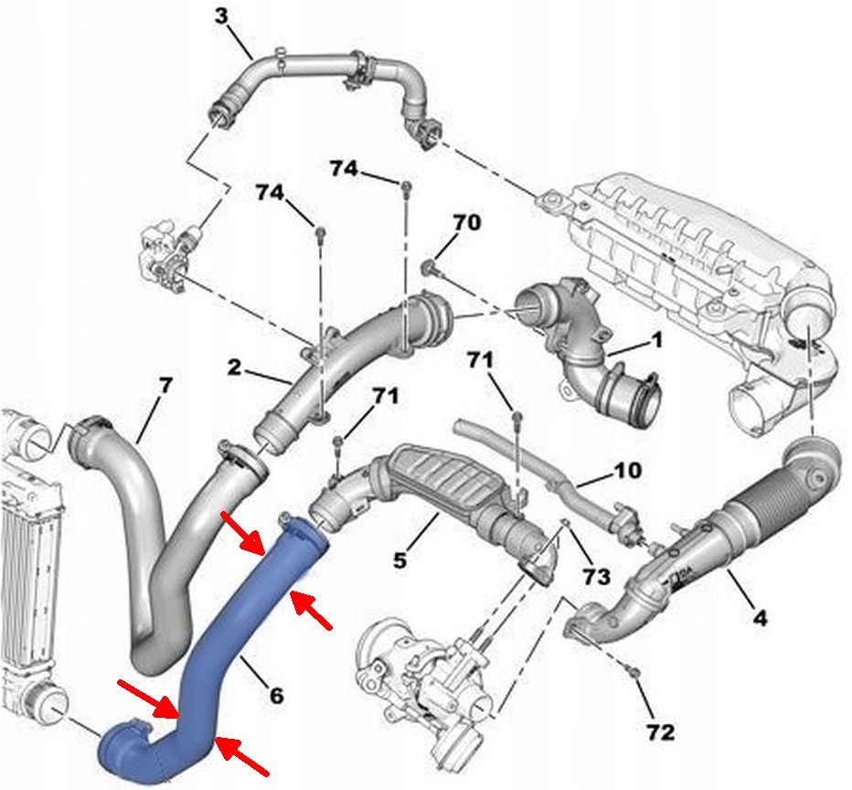 фото №6, Opel combo grandland x 1,2 1,5 1,6 шланг труба waz turbo інтеркулер