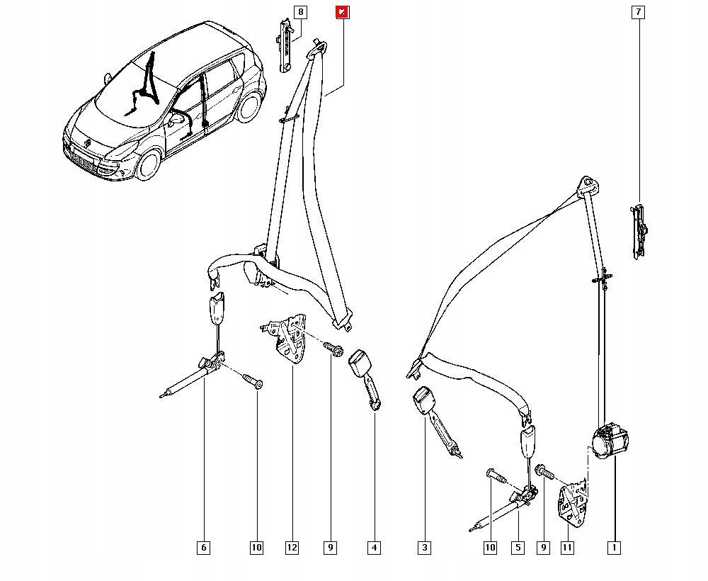 фото №7, Pas безпеки правий перед renault scenic iii 868840015r