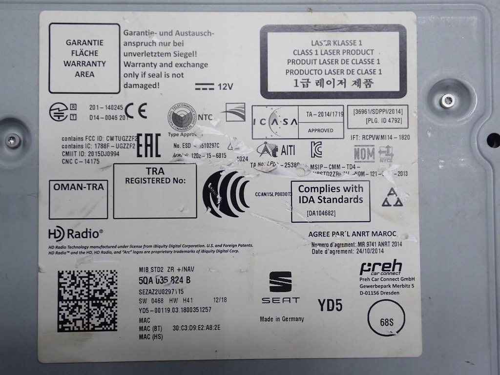 фото №13, Навігація navi радіо дисплей 5qa035824b 6f0919605 seat ibiza v 6f 18r