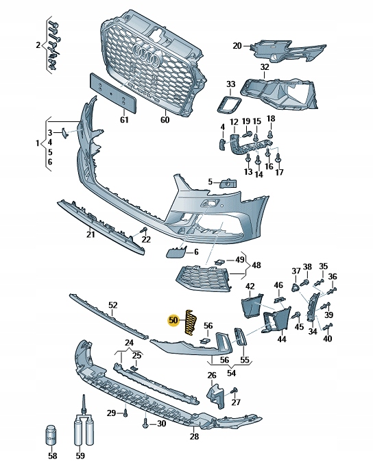 фото №1, Рамка передней решётки правая audi rs3 8v aso