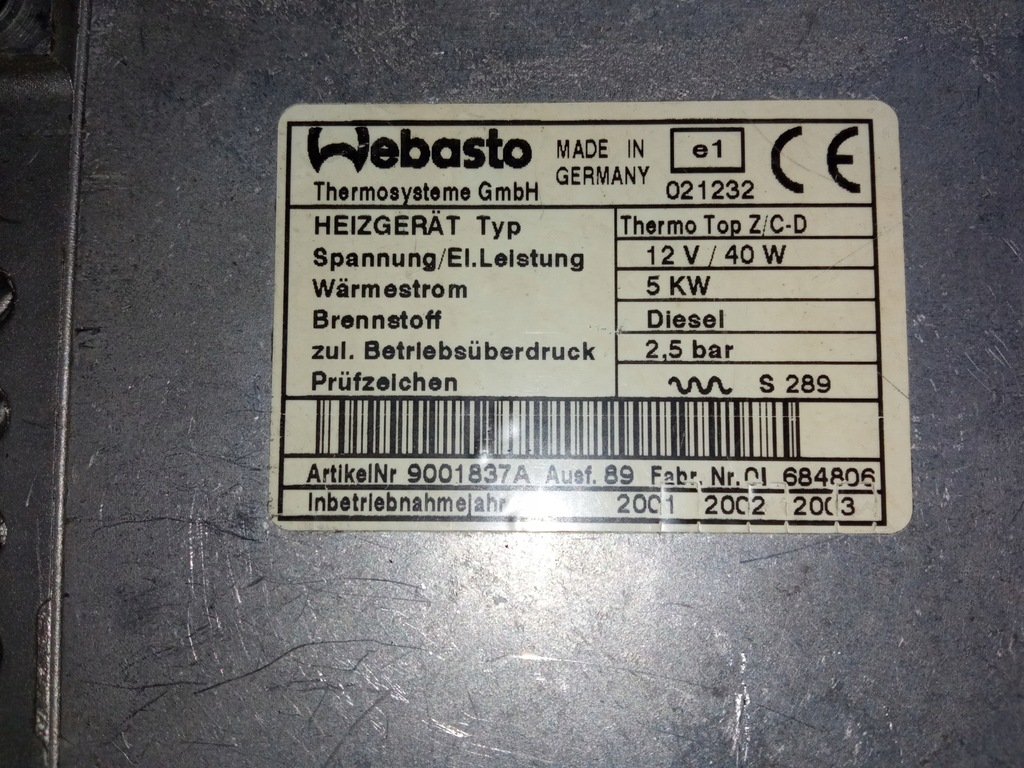 фото №13, Webasto thermo top c/zc 5/5,2w diesel/benzyna приборная панель + pilot