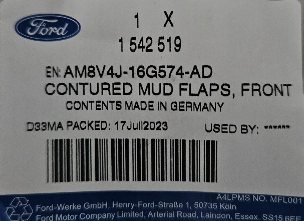 фото №1, Ford брызговики перед kuga 1542519