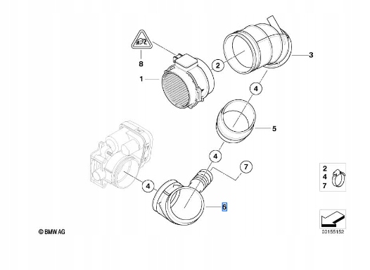 фото №12, Bmw e46 z3 m54 шланг гумовий витратомір оригінальний номер