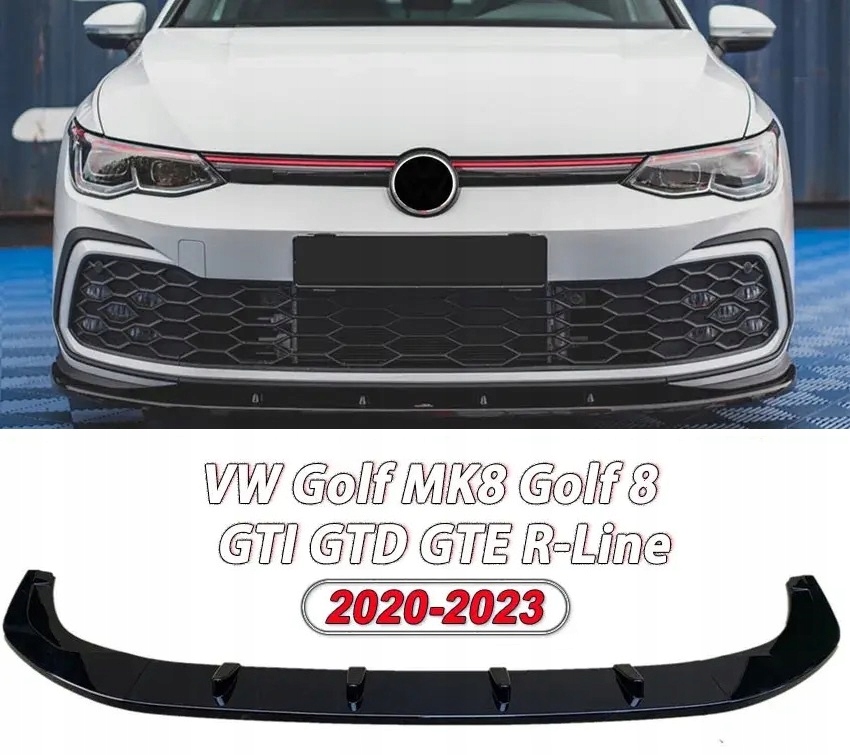 фото №1, Накладка спойлер спліттер vw golf 8 gti gtd r-line viii mk8 чорний блиск