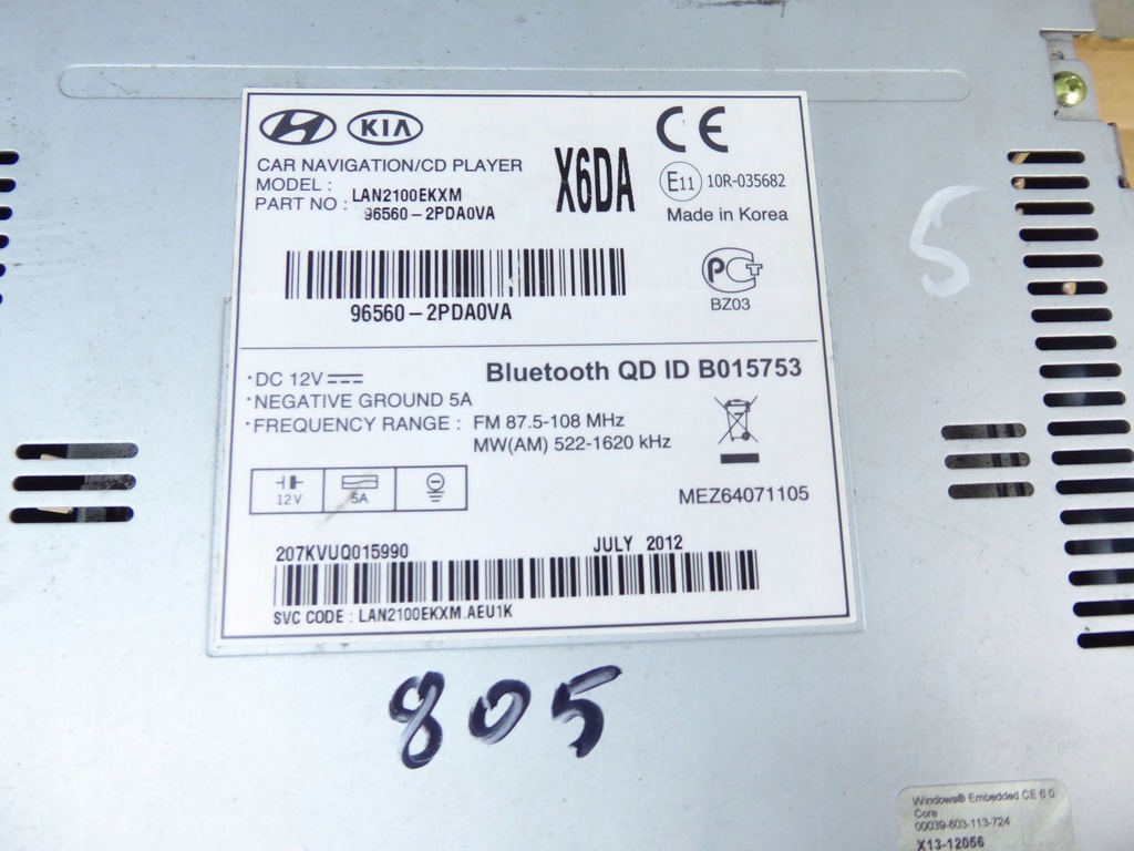 фото №4, Радио cd kia carnival sprtage ceed venga ix35 96560-2pda0va lan2100ekxm