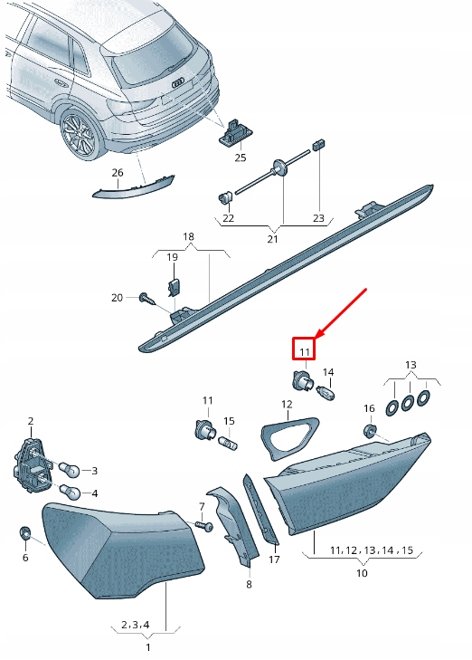 фото №1, Audi q5 fy rear tail light bulb carrier 83a945221
