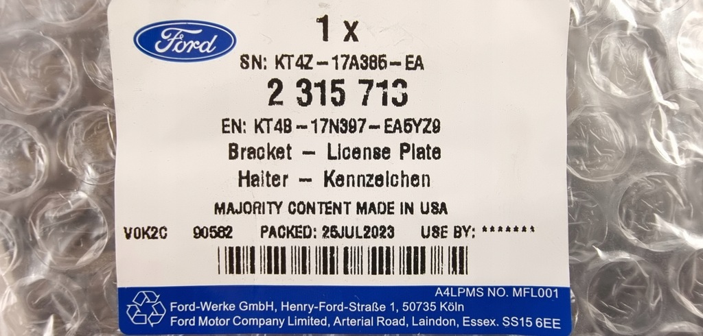 фото №11, Подкладка номерного знака регистрационный задняя edge 18- 2315713 _ kt4b-17n397-ea5yz9