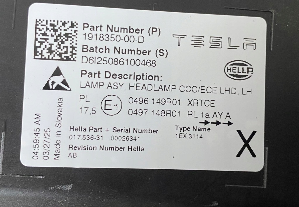 Купить Фара левая передняя tesla y рестайлинг  juniper левый перед 1918350-00-d
