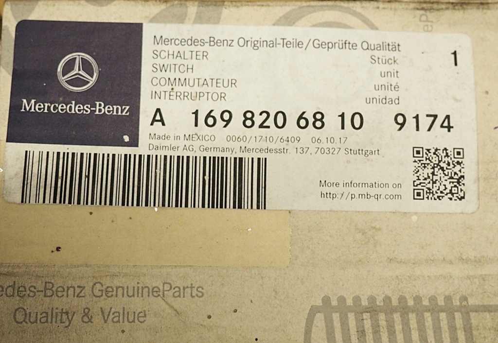 Купить Mercedes w169 переключатель панель окон зеркал a1698206810 новый оригинал