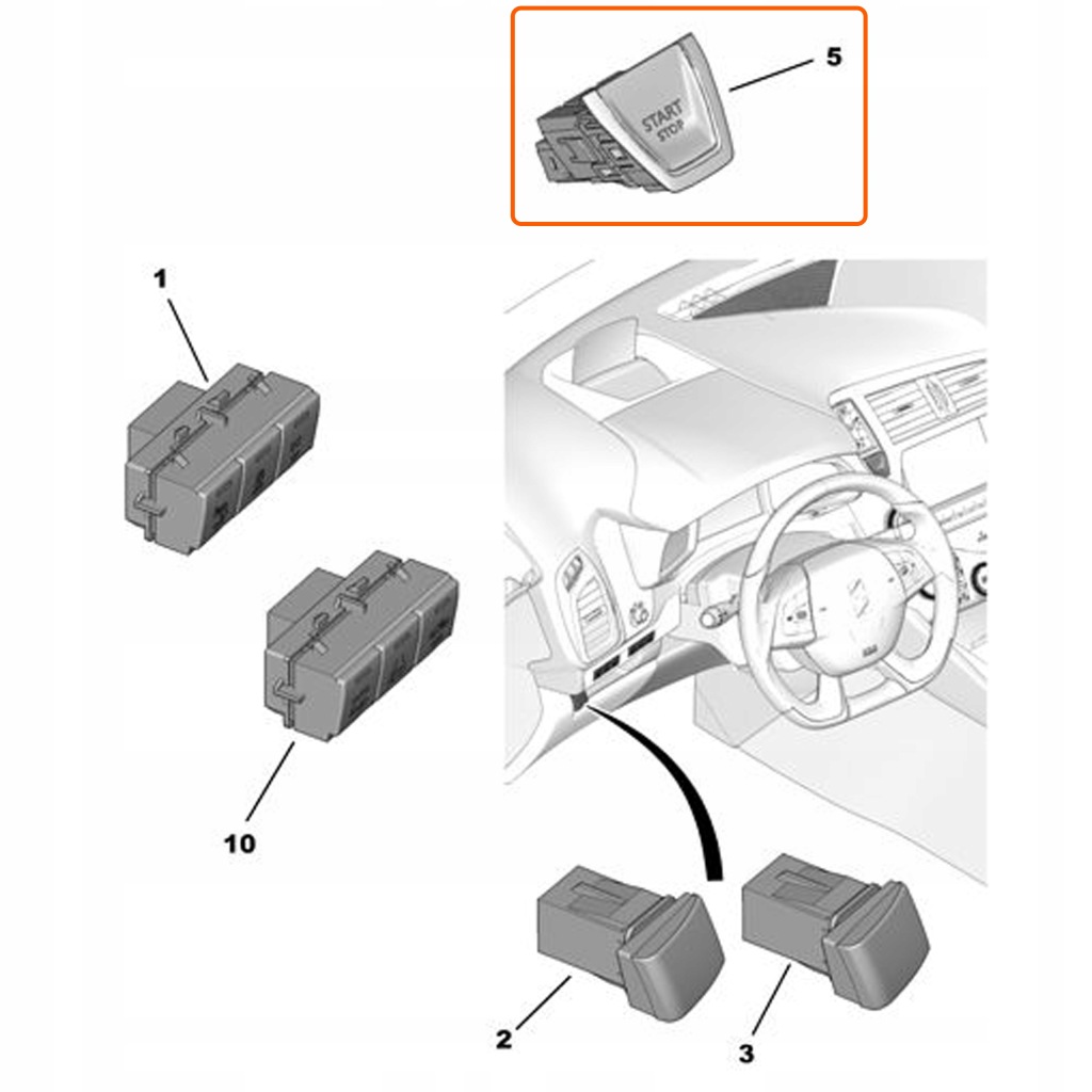 фото №4, Кнопка запуск стоп citroen ds5 оригинал выключатель