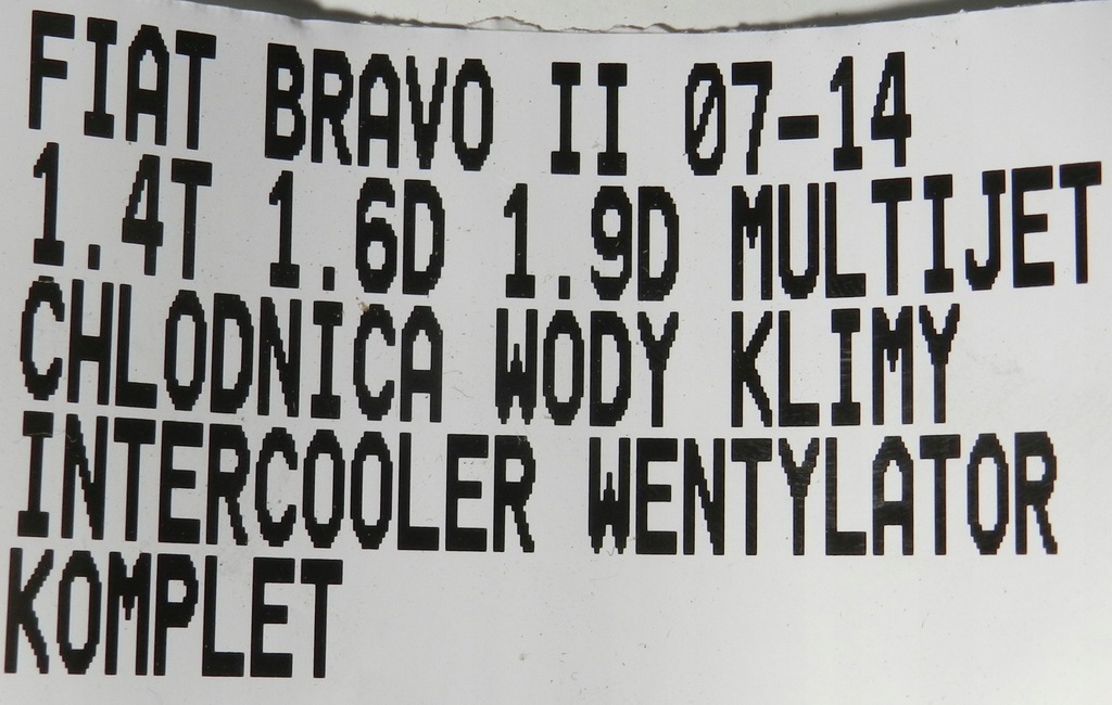 фото №9, Комплект радиатор интеркулер вентилятор 1.4t 1.6d 1.9d fiat bravo ii 07-14