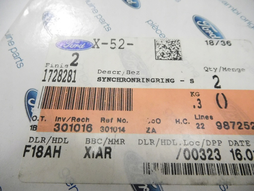 фото №7, Кольцо синхронизатора ford ranger mk5 transit оригинальный номер 1728281