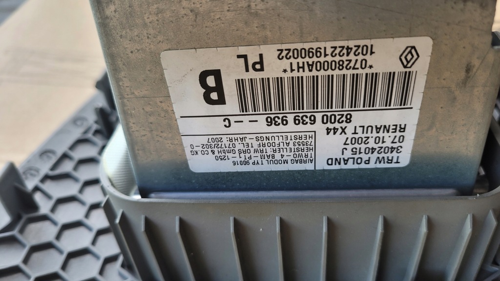 фото №11, 2x подушка renault twingo ii круиз-контроль серая серая europa демонтаж оригинал