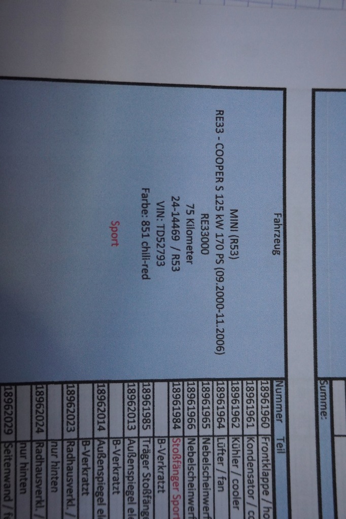 фото №10, Капот бампер pas mini r53 75km 851