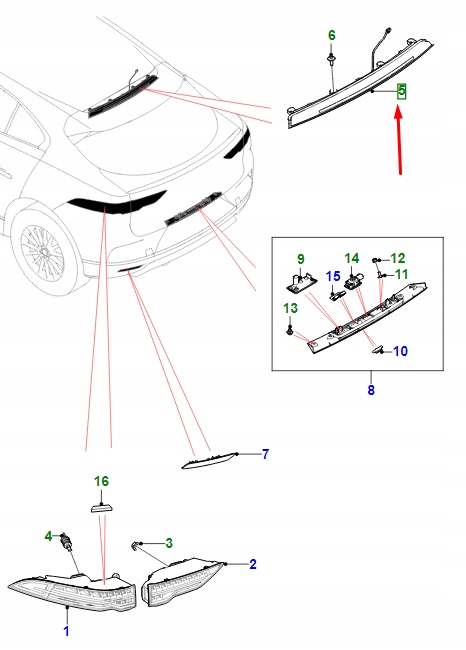 фото №1, Jaguar i-pace x590 rear third brake стоп light t4k3986 original