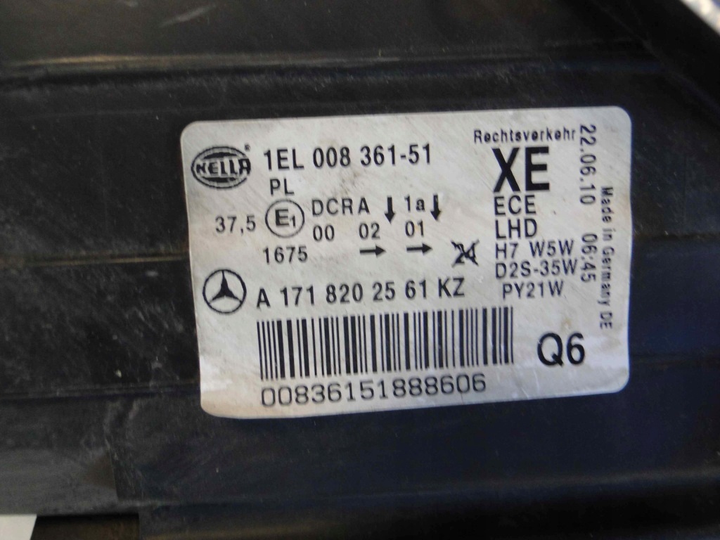 фото №13, Mercedes slk r171 171 лампа bi-xenon ксенон левая